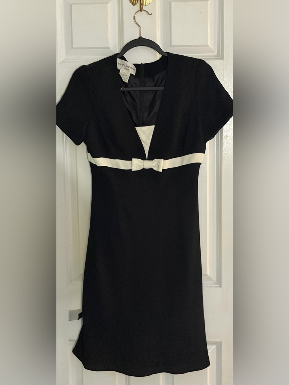 Evan-Picone Color Block Midi Dress in Black & White Size 6 new